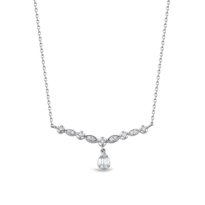 0.14ct Diamond Baguette Necklace